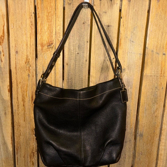 Coach Handbags - Coach Black Pebbled Leather Shoulder Bag